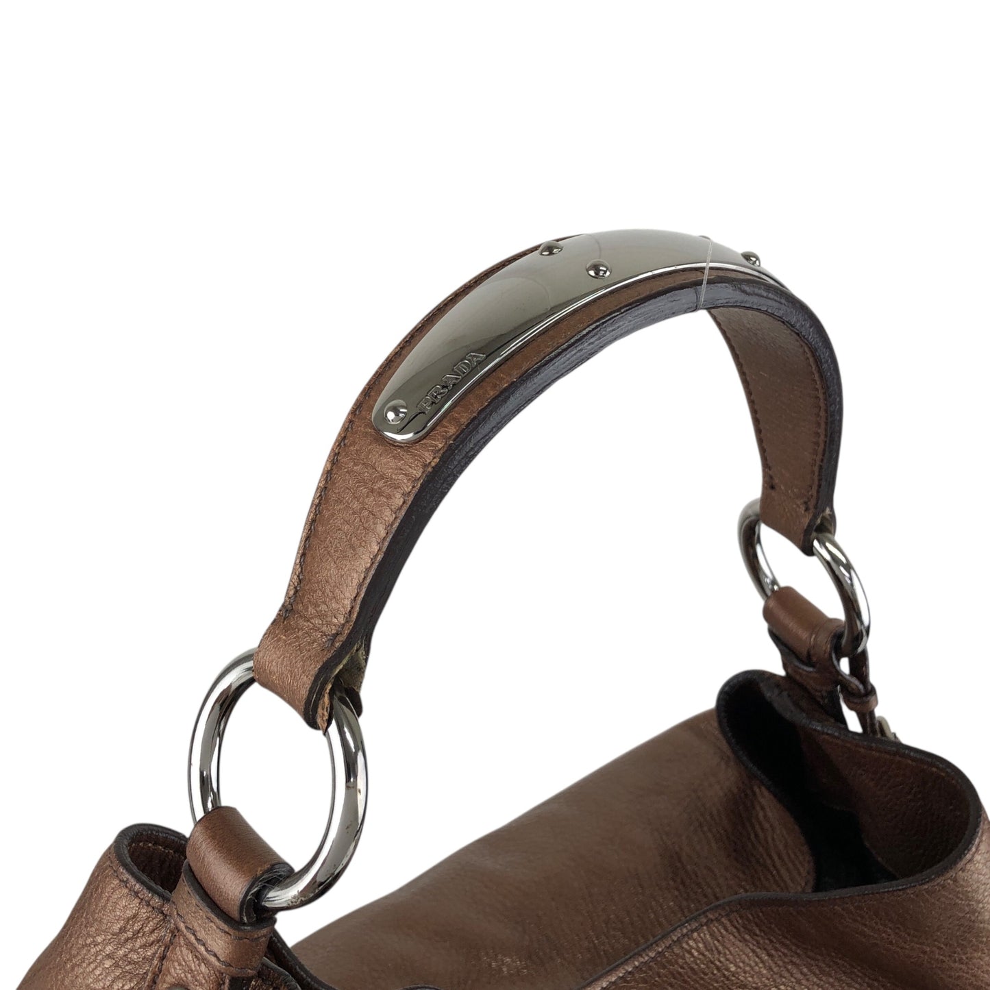 PRADA Logo Shoulder bag Hobobag Brown Vintage ufndas