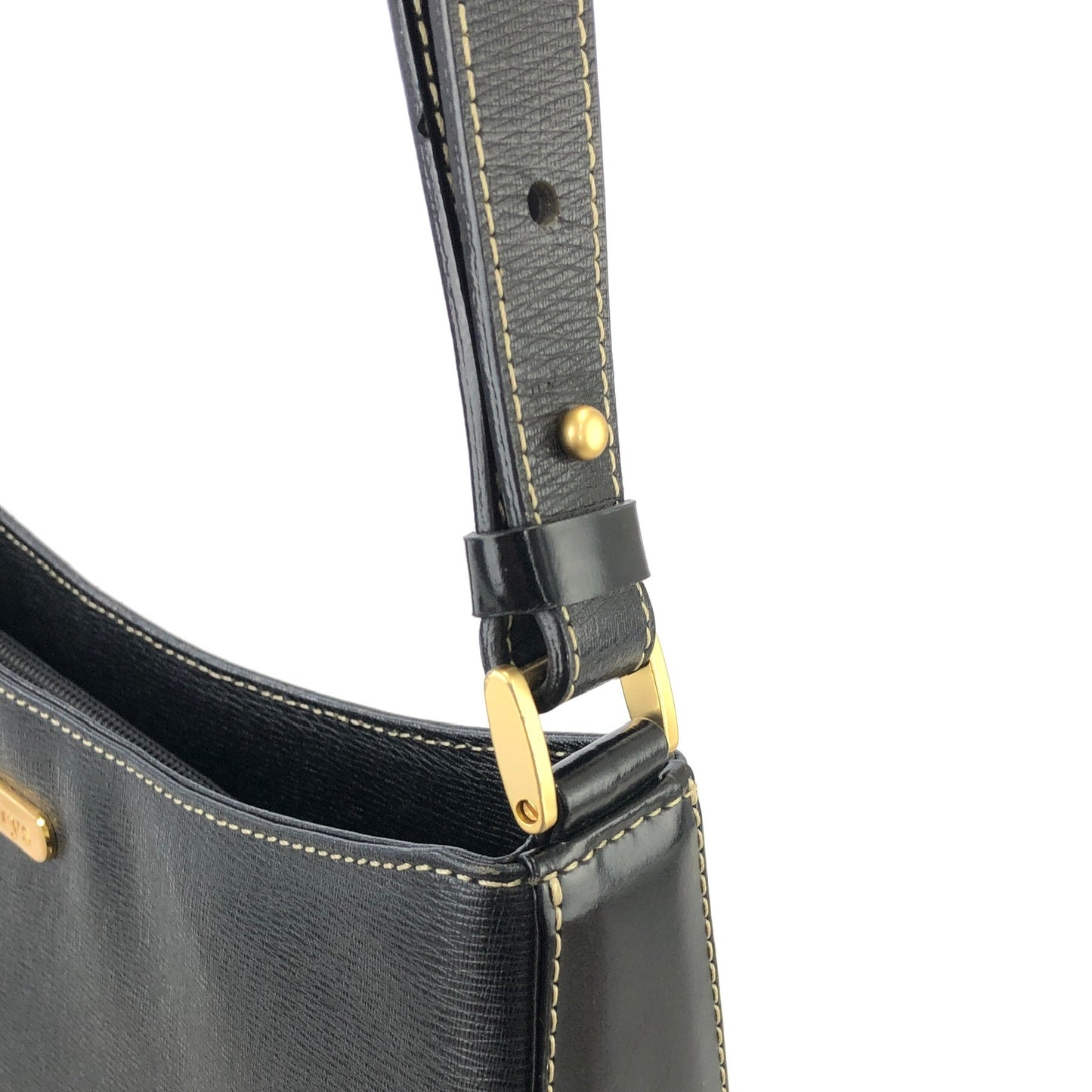 Burberrys Logo Motif Leather Shoulder bag Black Vintage cd8br3