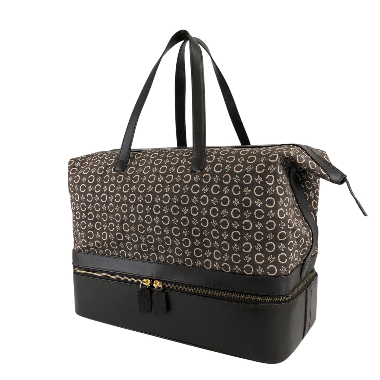 CELINE Macadam Handbag Boston bag Brown Vintage 7kve88