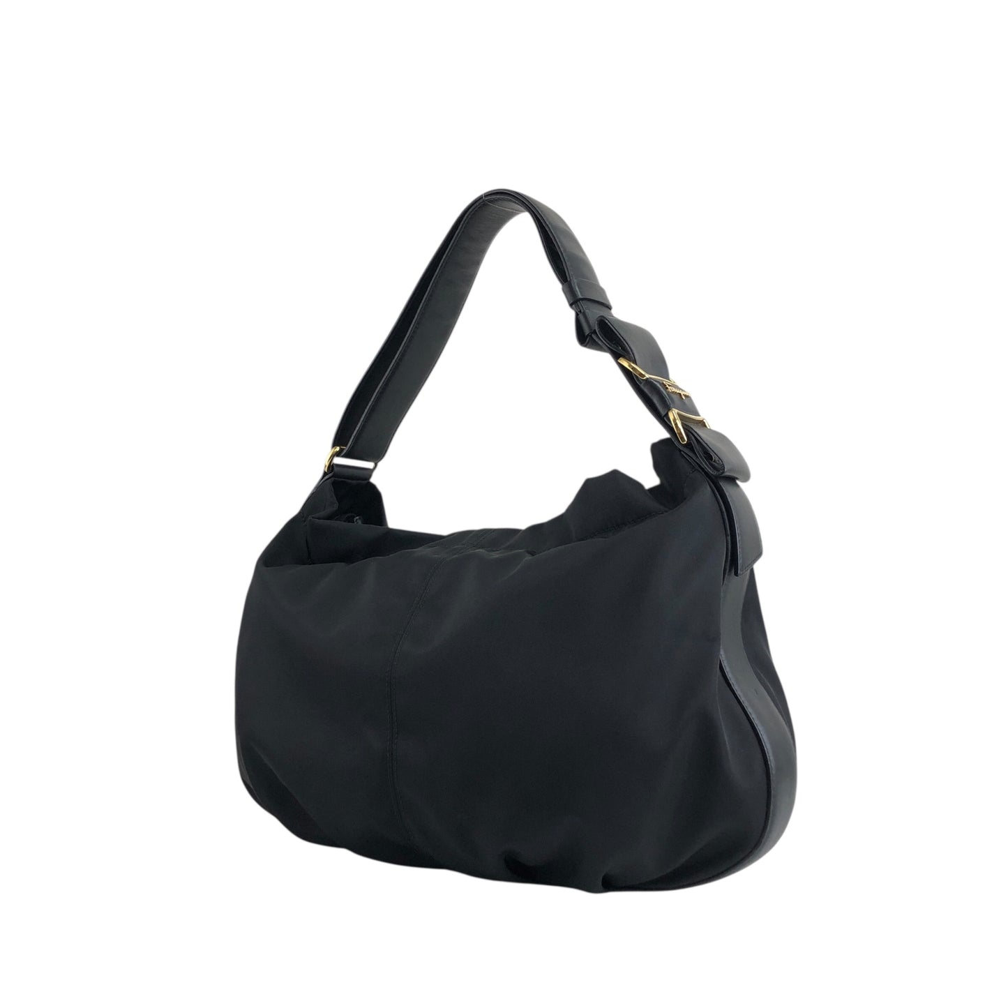Salvatore Ferragamo Vala Ribbon Shoulder bag Hobobag Black Vintage j5vaua