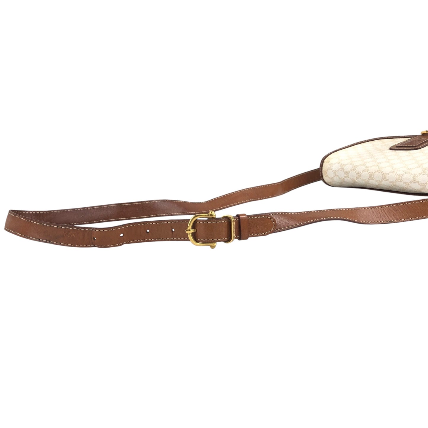 CELINE Macadam Blason Front Buckle Shoulder bag White Vintage s4pk6f