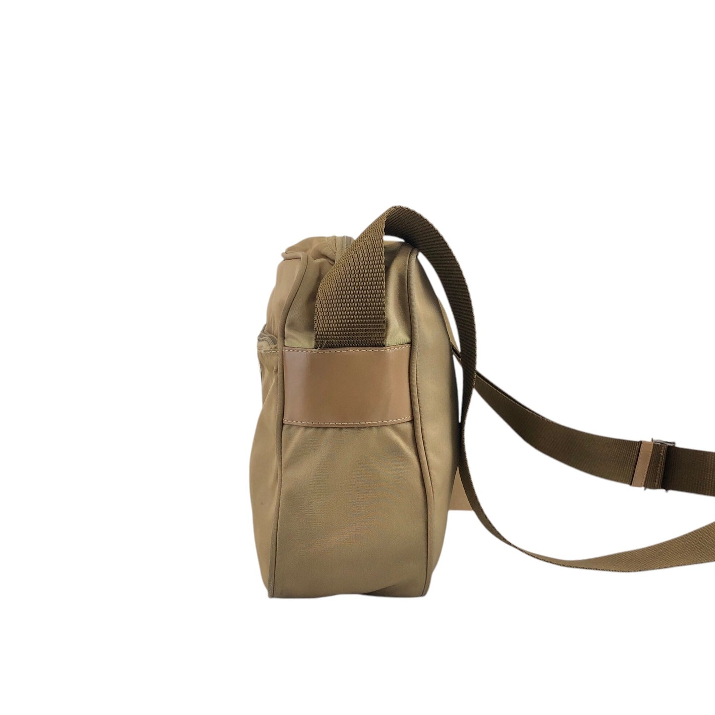 PRADA Triangle Logo Shoulder bag Beige Vintage we3m7k