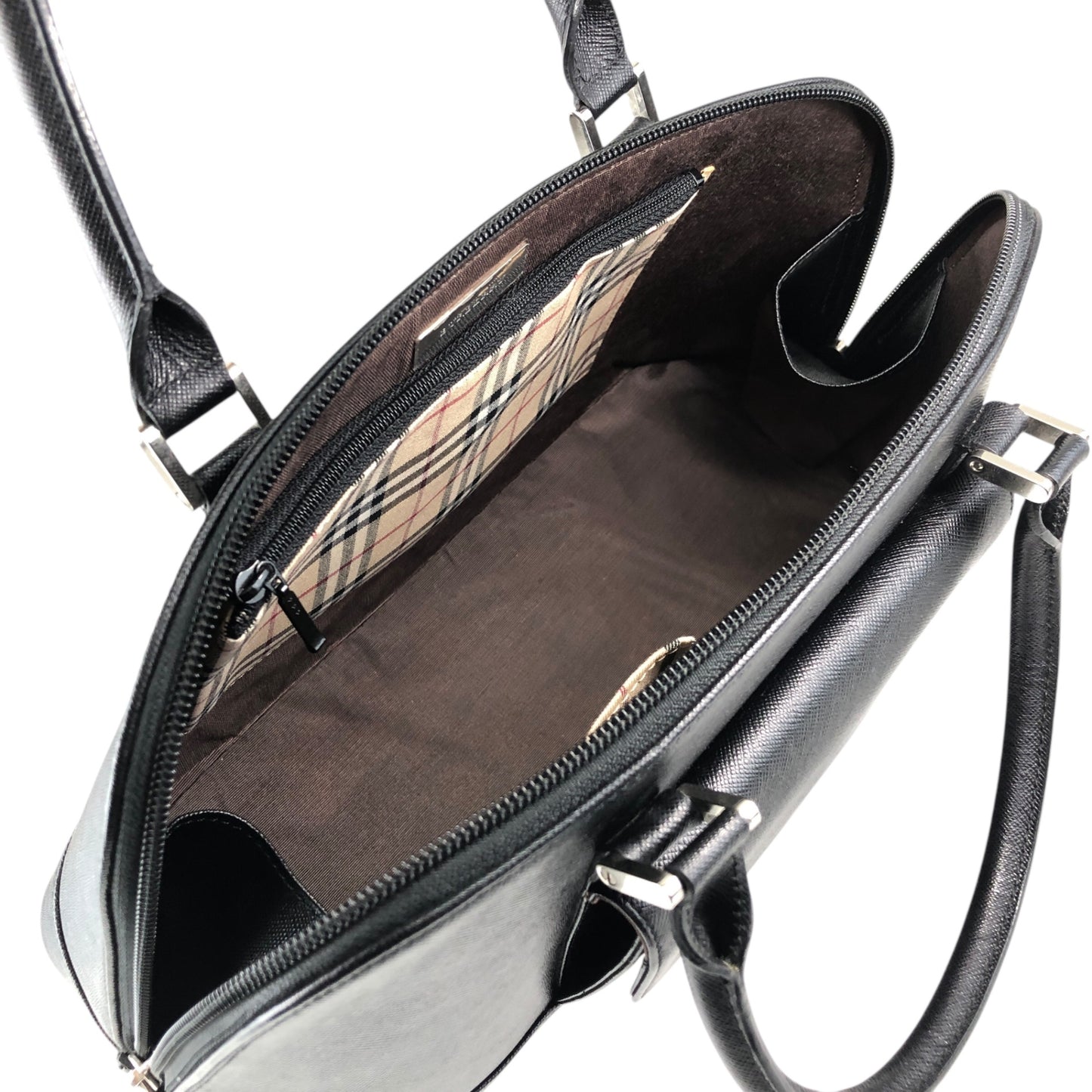 BURBERRY Front Pocket Handbag Black Vintage h2h7ny
