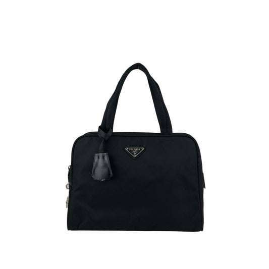 PRADA Tessuto Triangle Logo Padlock Handbag Black Vintage u7mkdg