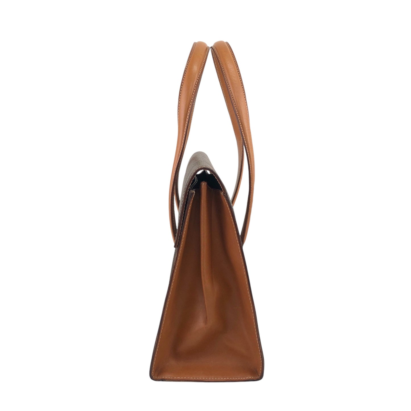 CELINE Macadam Logo Embossed Handbag Brown Vintage iu4iax