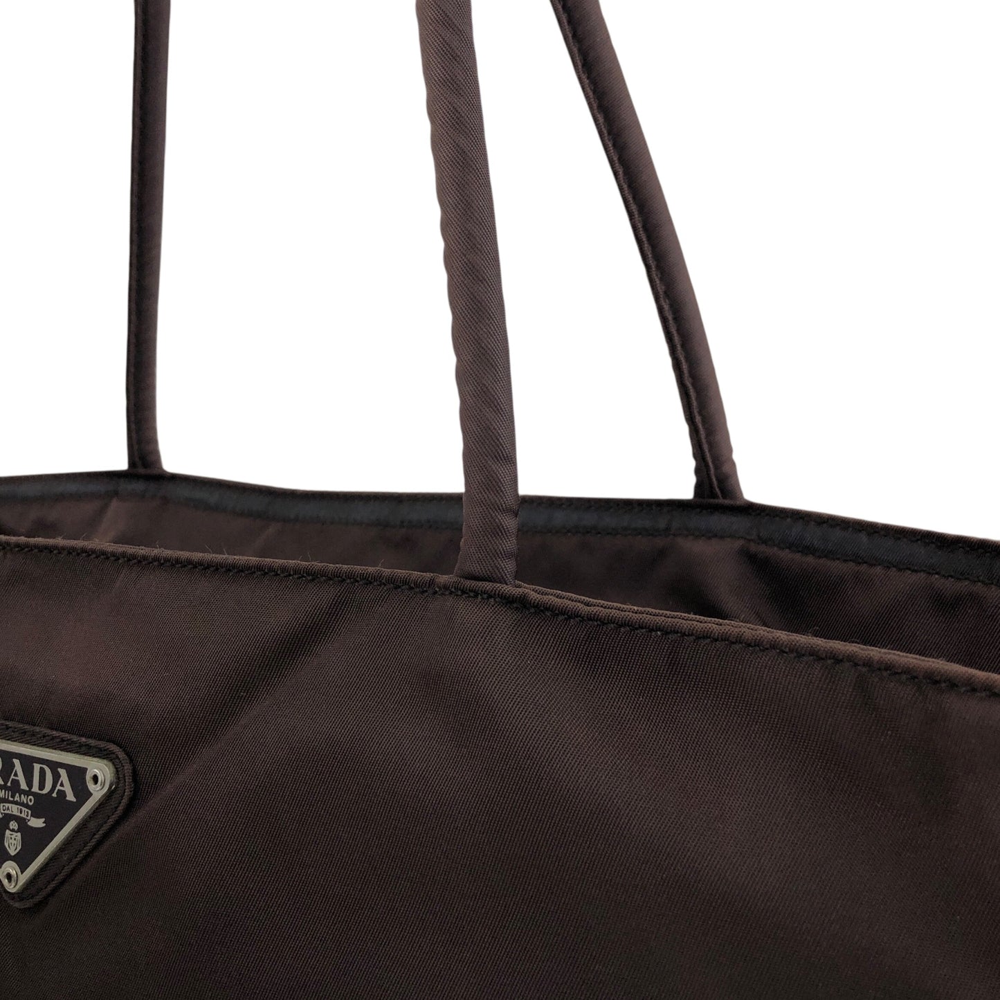 PRADA Tessuto Triangle Logo Totebag Brown Vintage nda4br