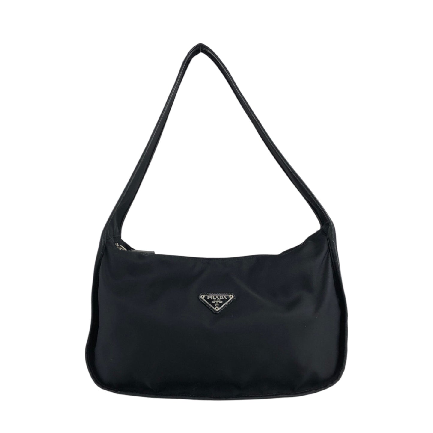 PRADA Triangle Logo Shoulder bag Hobobag Black Vintage yctb4y