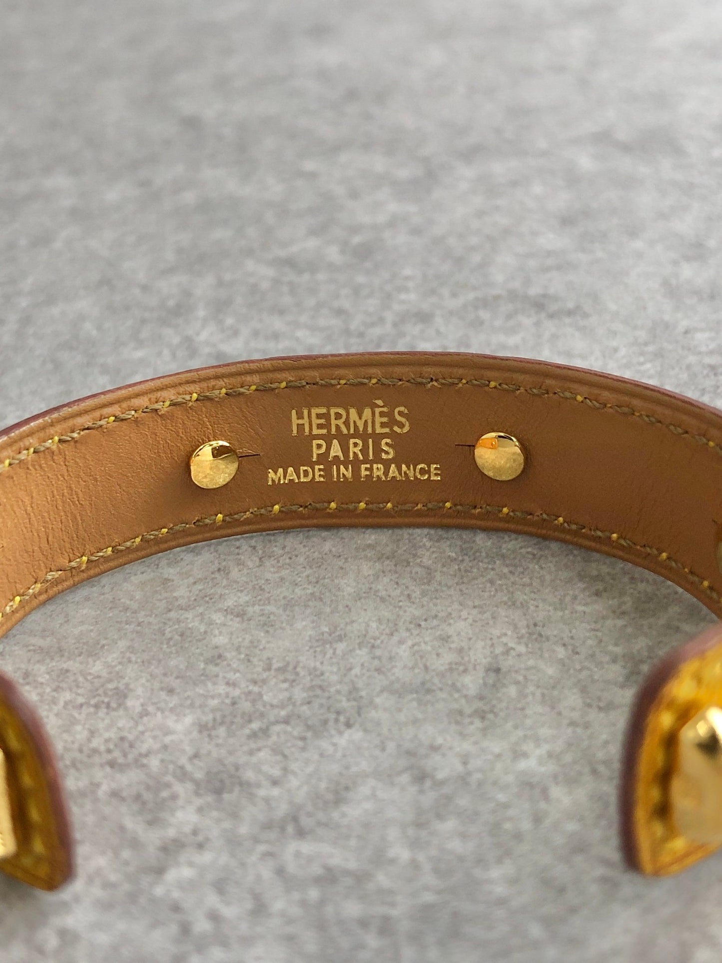 HERMES Bangle Brown×Gold Vintage zs3m5h