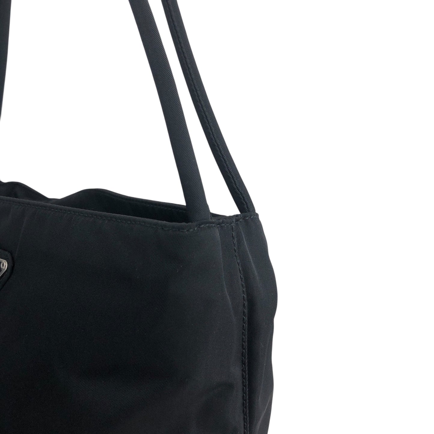 PRADA Triangle Logo Handbag Black Vintage sfzwud