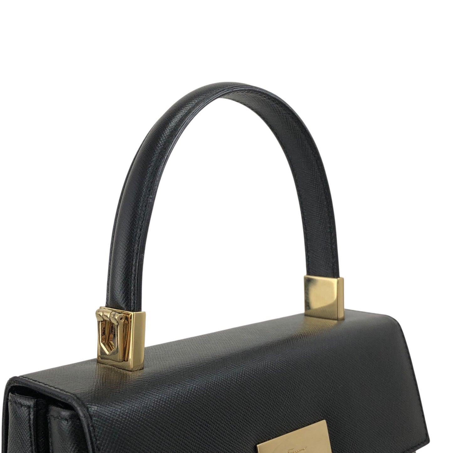Salvatore Ferragamo Gancini Two-way Handbag Shoulder bag Black Vintage zaxbv3