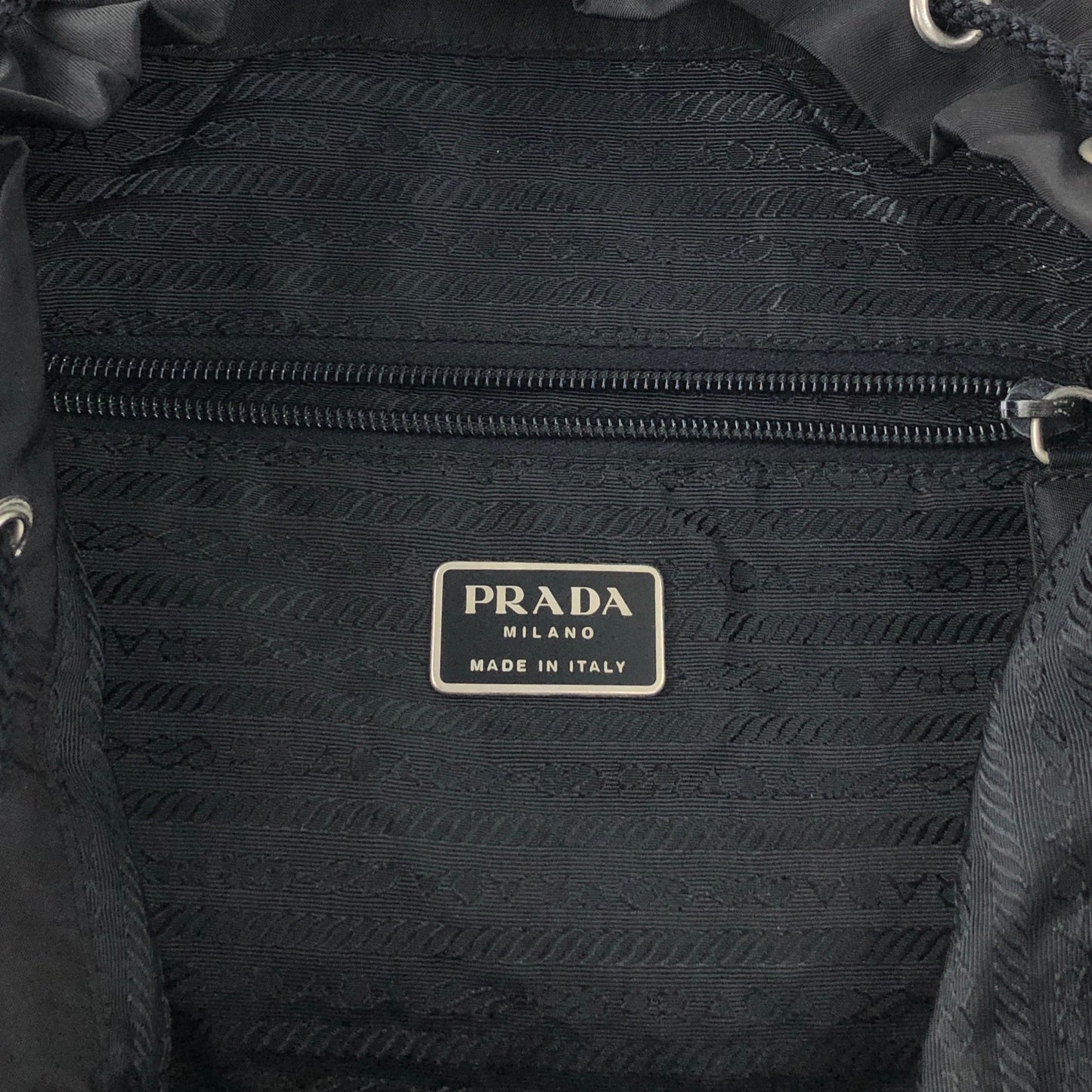PRADA Tessuto Triangle Logo Front Buckle Backpack Black Vintage pyct8y