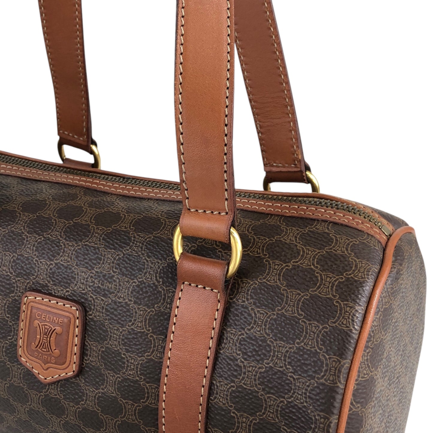 CELINE Macadam Blason Handbag Brown Vintage uimgxw
