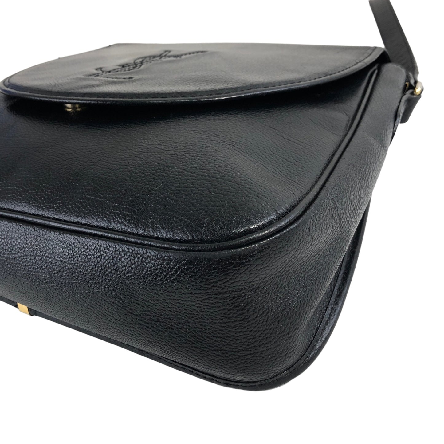 Yves Saint Laurent YSL Logo Stitch Leather Shoulder bag Black Vintage gscvrw