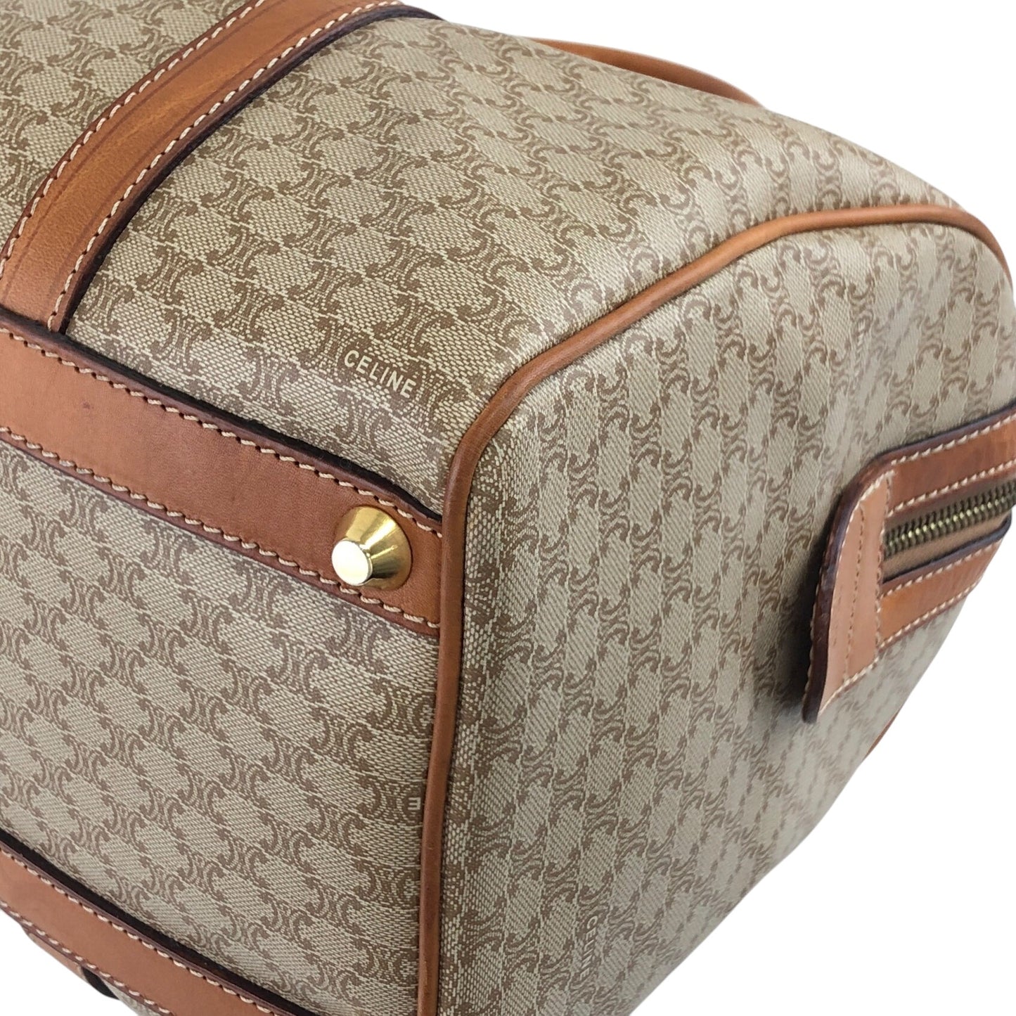 CELINE Macadam Blason Handbag Boston bag Beige Vintage ud4tv5