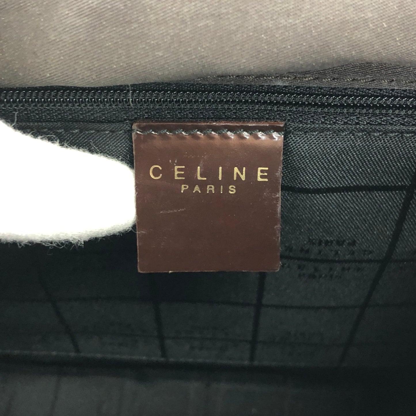 CELINE Logo Embossed Shoulder bag Brown Vintage e4mff8