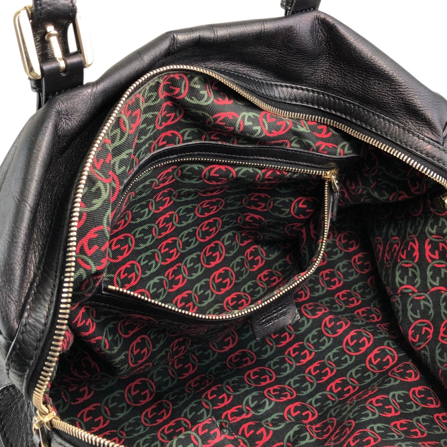 GUCCI GG Motif Small Boston bag Handbag Black Vintage f7jncz