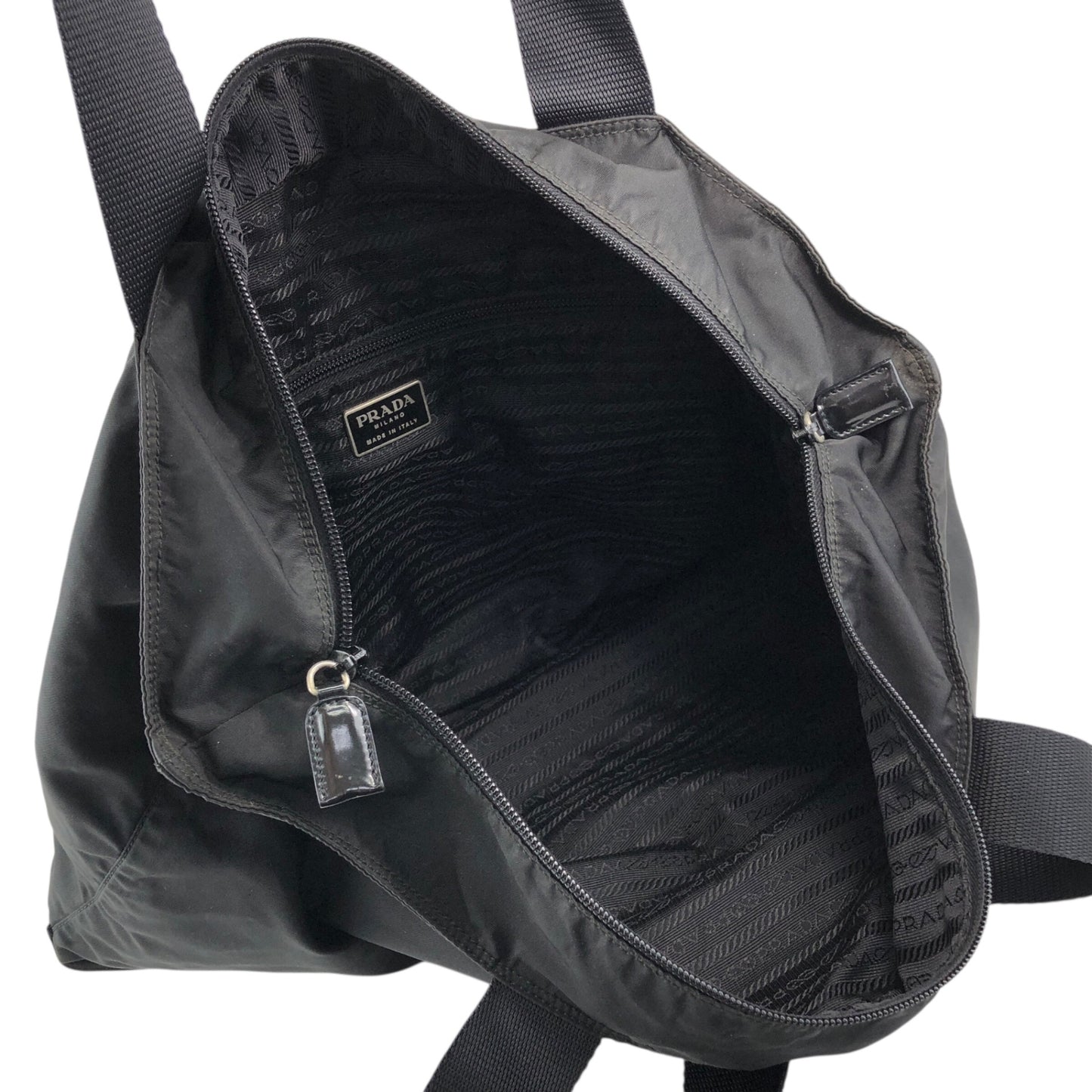 PRADA Tessuto Triangle Logo Totebag Black Vintage s4fket
