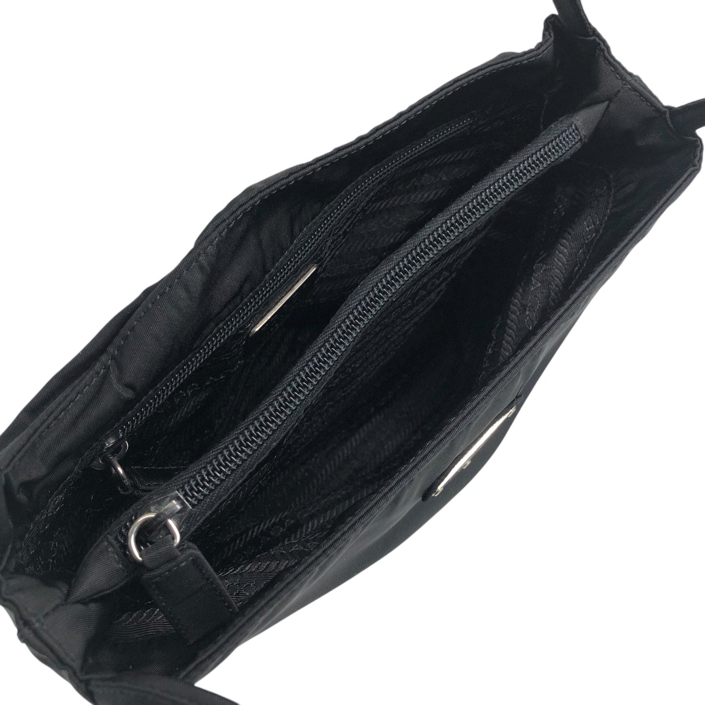 PRADA Triangle Logo Handbag Black Vintage sfzwud