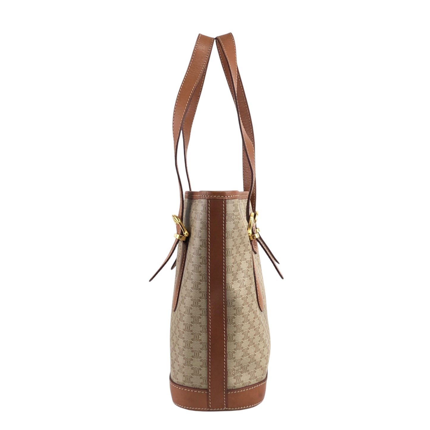 CELINE Macadam Blason Handbag Totebag Beige Vintage dvaj7z