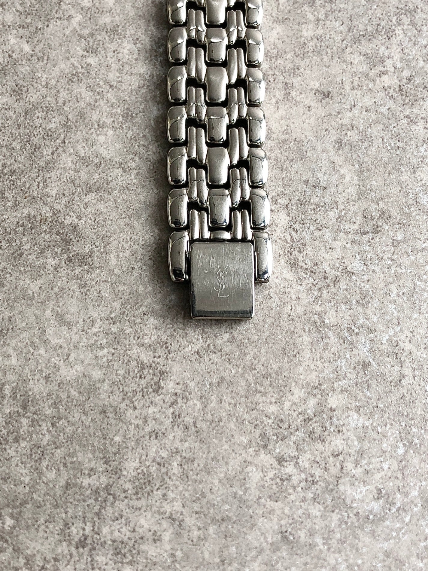 Yves Saint Laurent YSL Logo Quartz Watch Silver 6031-G11680 Vintage nkprwd