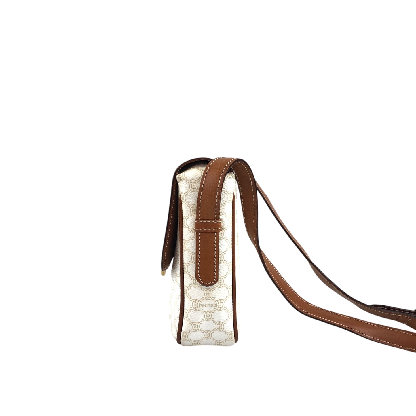 CELINE Macadam Gancini Shoulder bag White Vintage w4jb3k