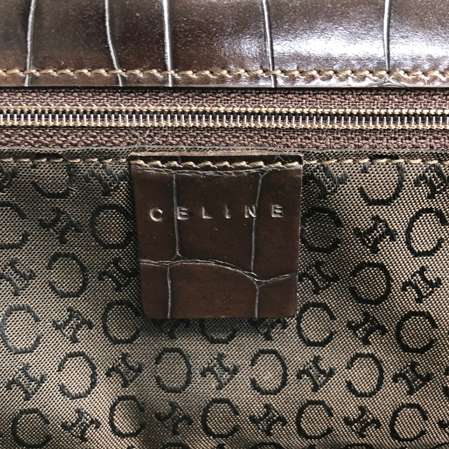 CELINE Triomphe Chain Shoulder bag Brown Vintage tedt2b