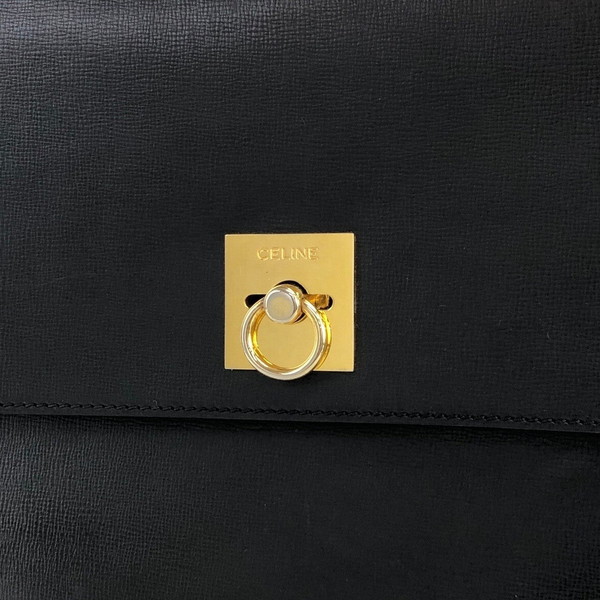 CELINE Gancini Shoulder bag Black Vintage 5p7kss