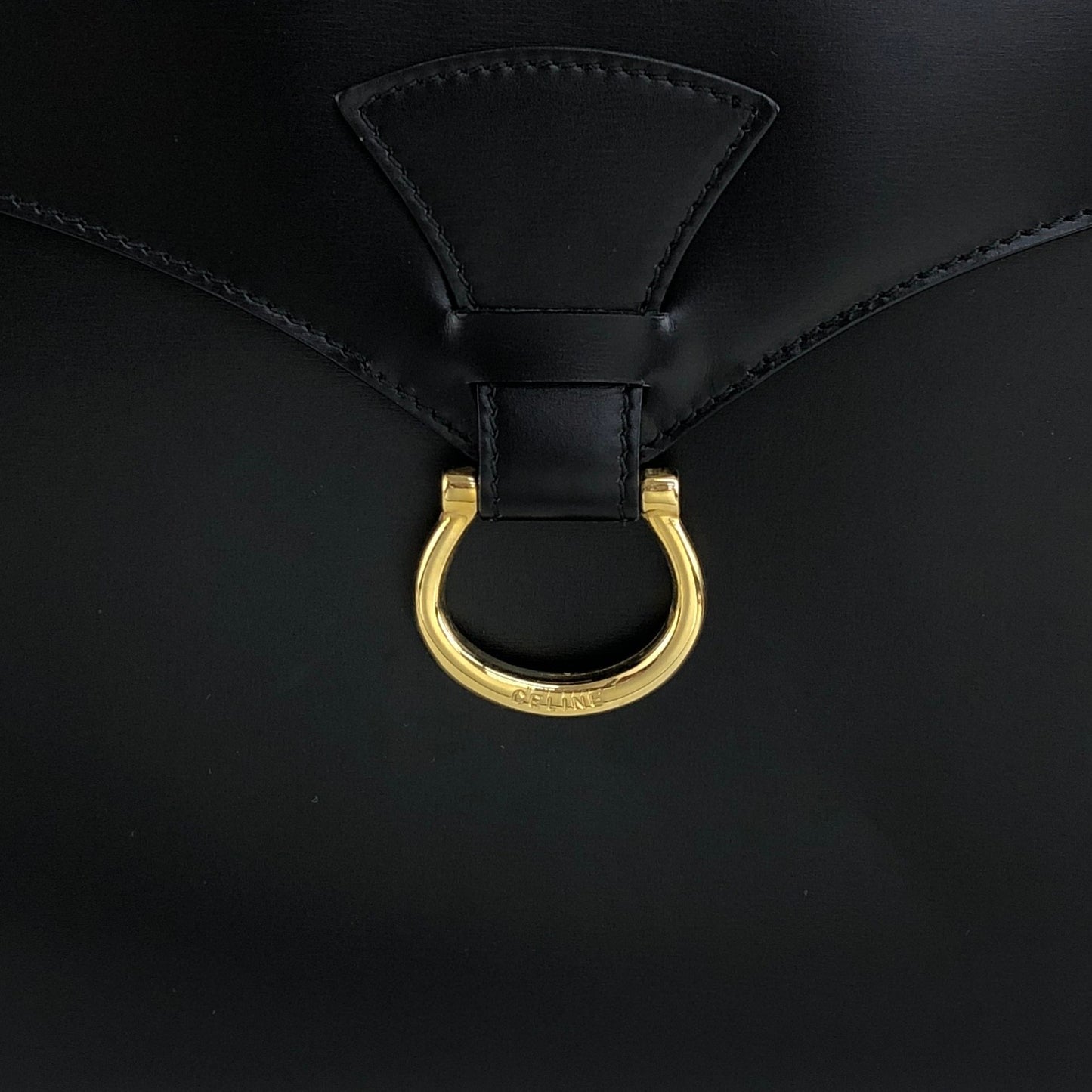CELINE Horse Bit Top Handle Handbag Black Vintage zbgk75