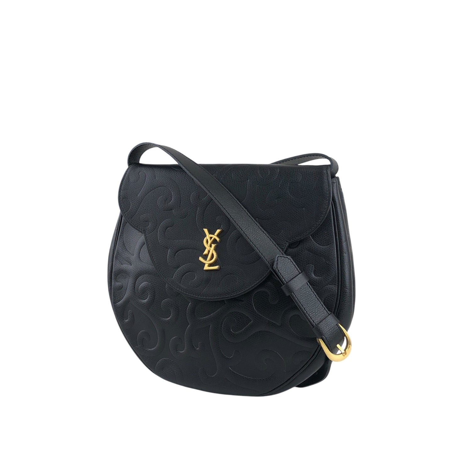 Yves Saint Laurent YSL Logo 單肩包 黑色 復古 cmeran