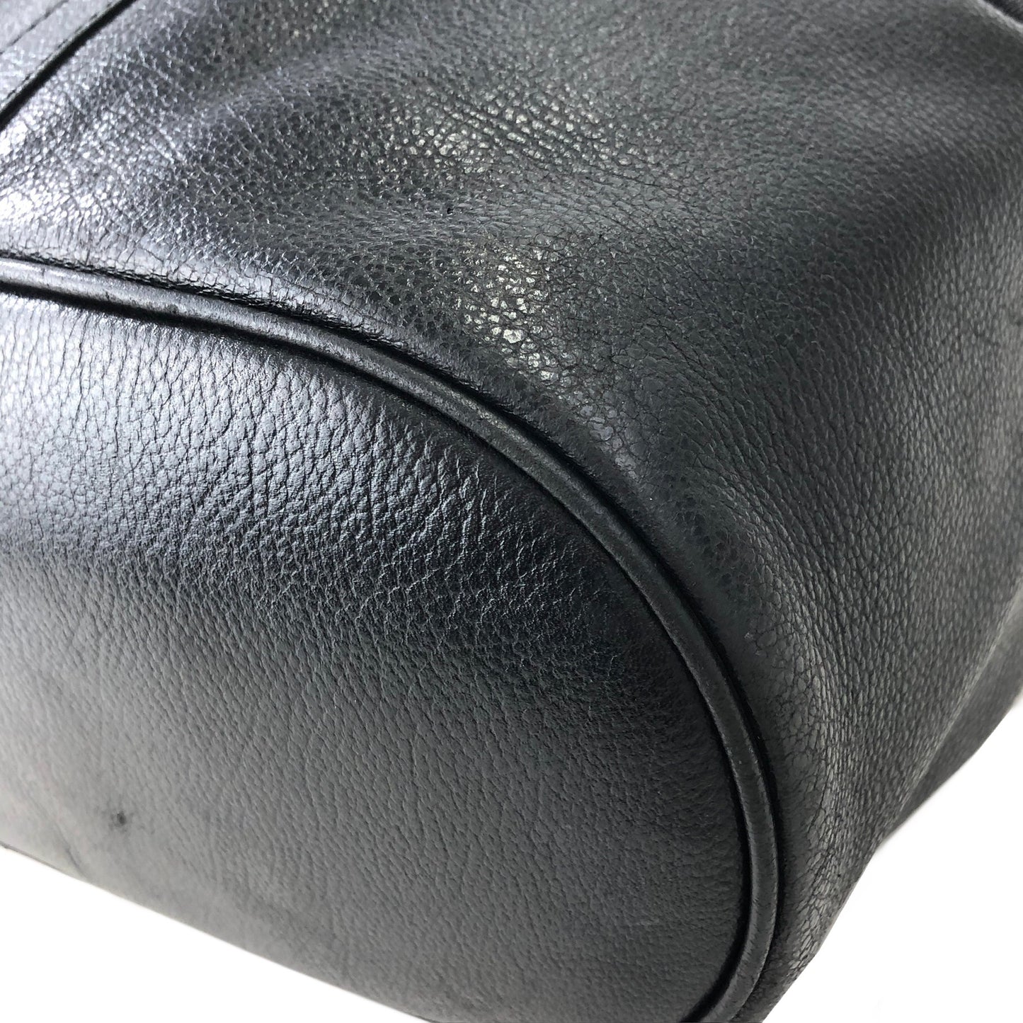Yves Saint Laurent YSL Logo Leather Drawstring Crossbody Shoulder bag Black Vintage 6uy7tz