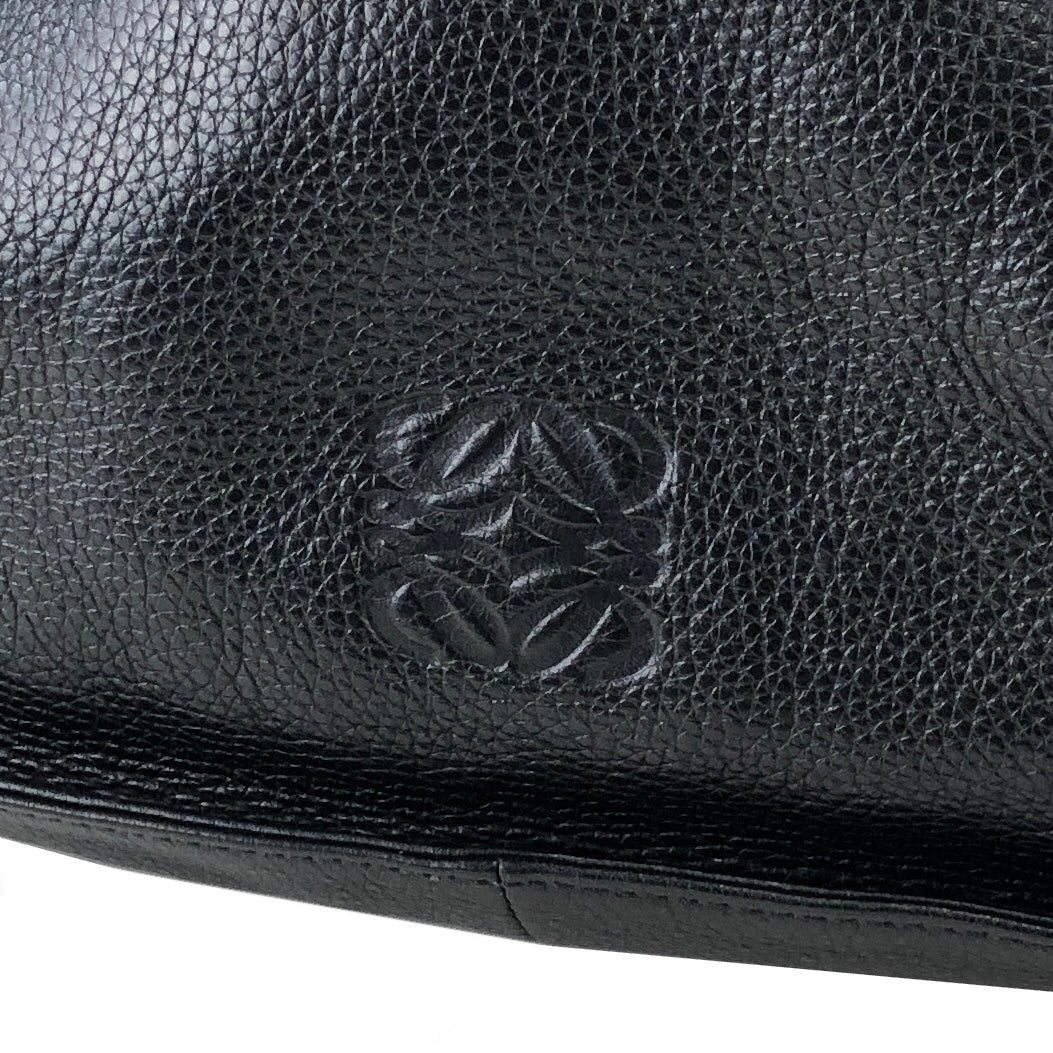LOEWE Flamenco Tassel Anagram Leather Drawstring Crossbody Shoulder bag Black Vintage a858nd