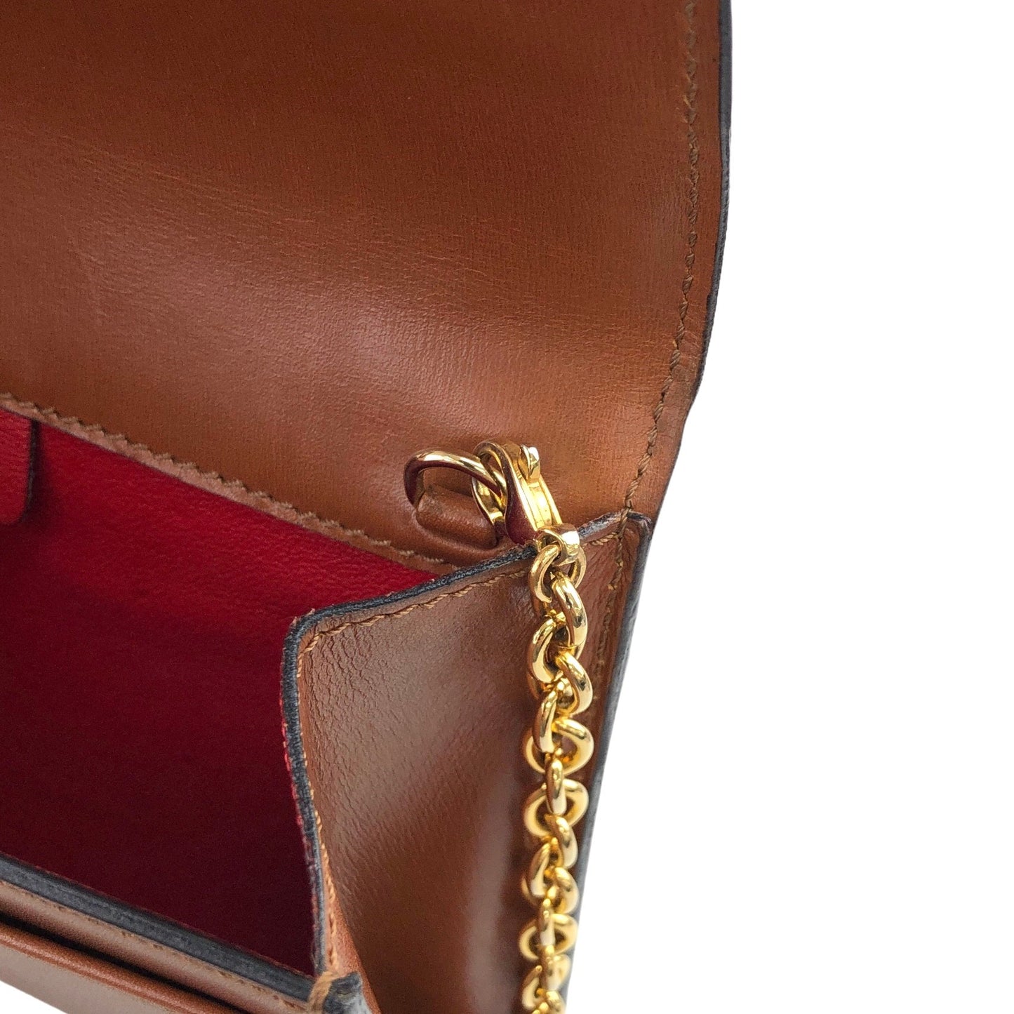 CELINE Starball Leather Small Chain Shoulder bag Brown Vintage spbb4m