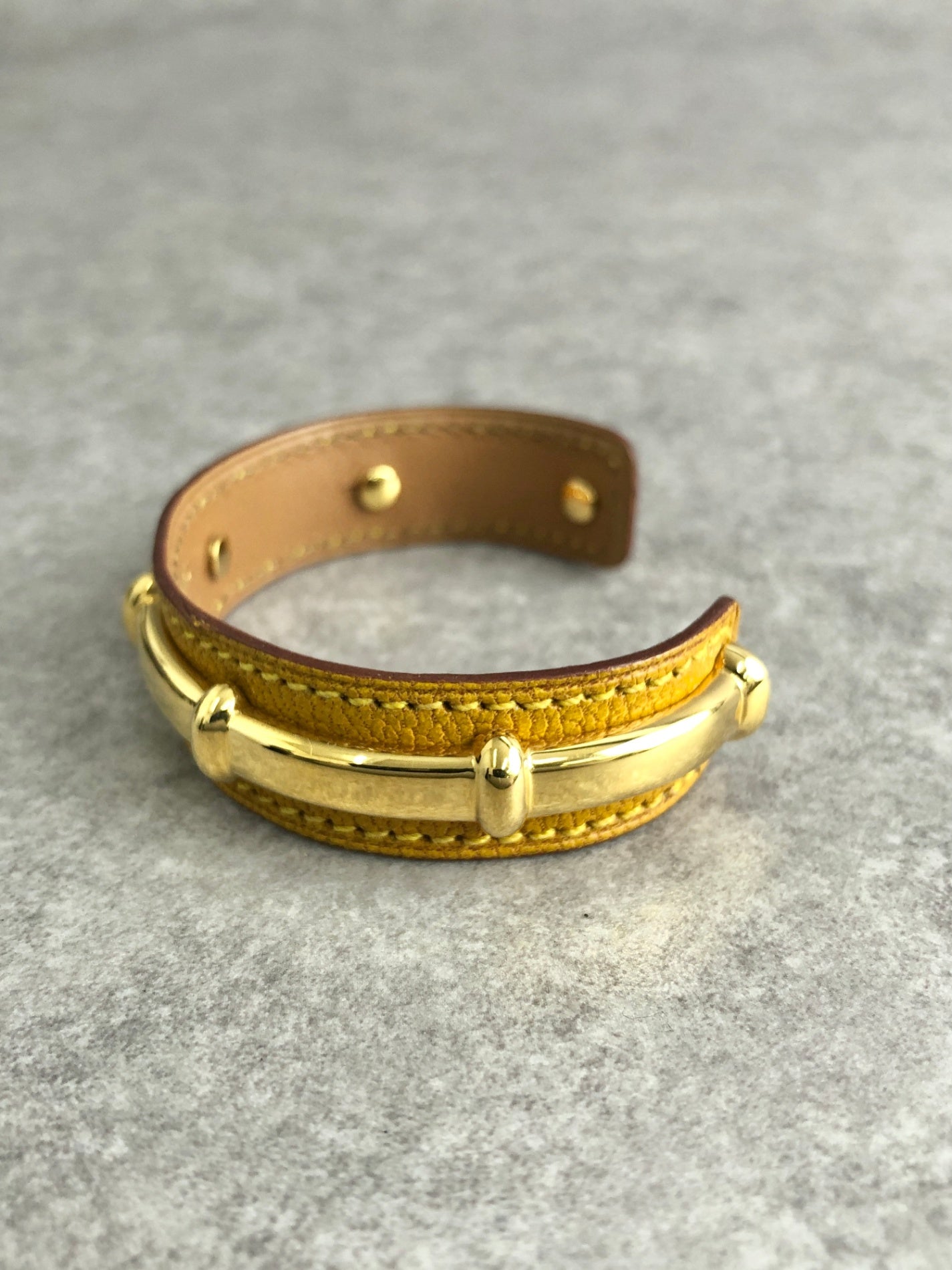 HERMES Bangle Brown×Gold Vintage zs3m5h