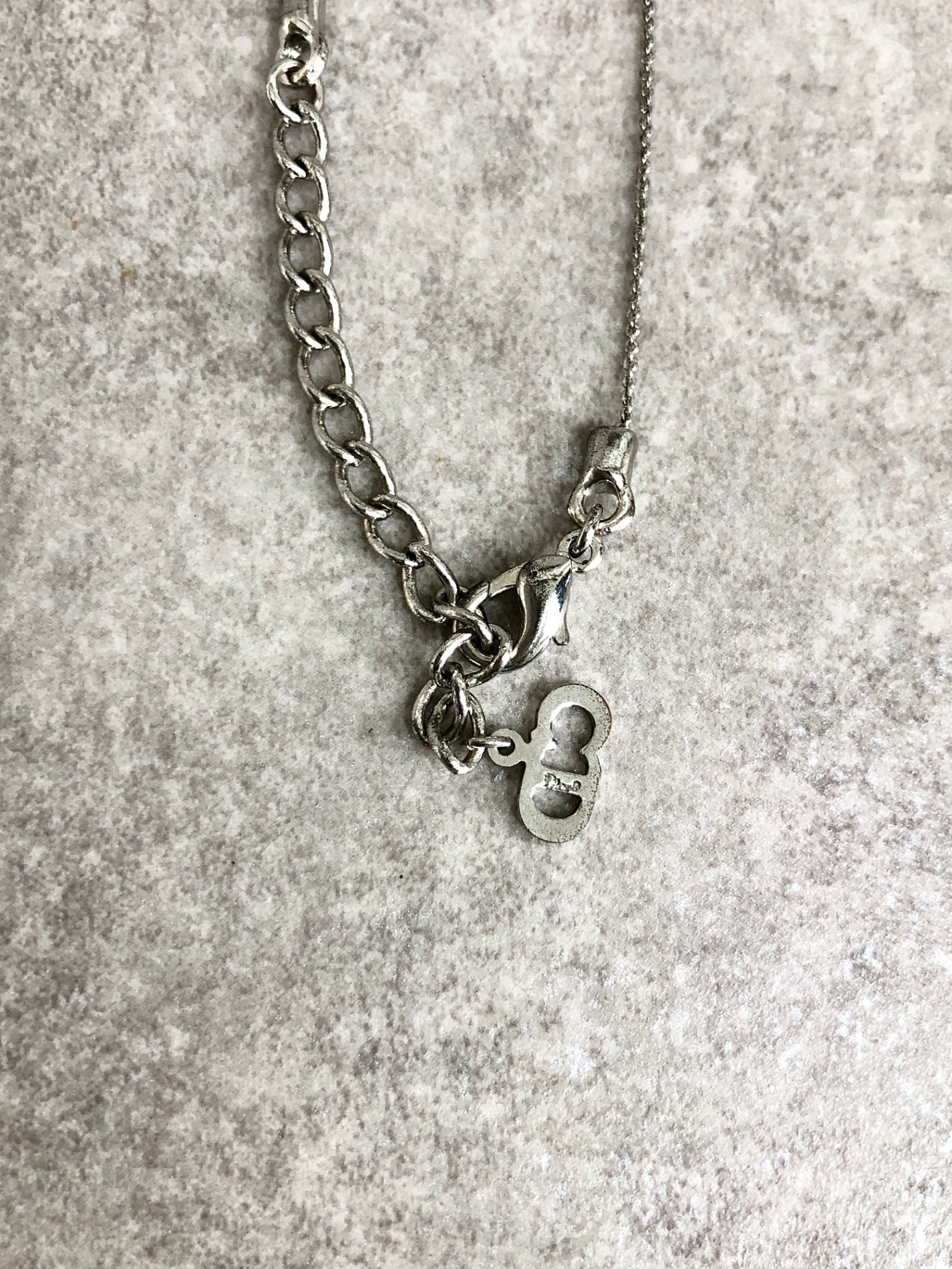 Christian Dior CD 標誌圖案項鍊銀色復古 ukyg82