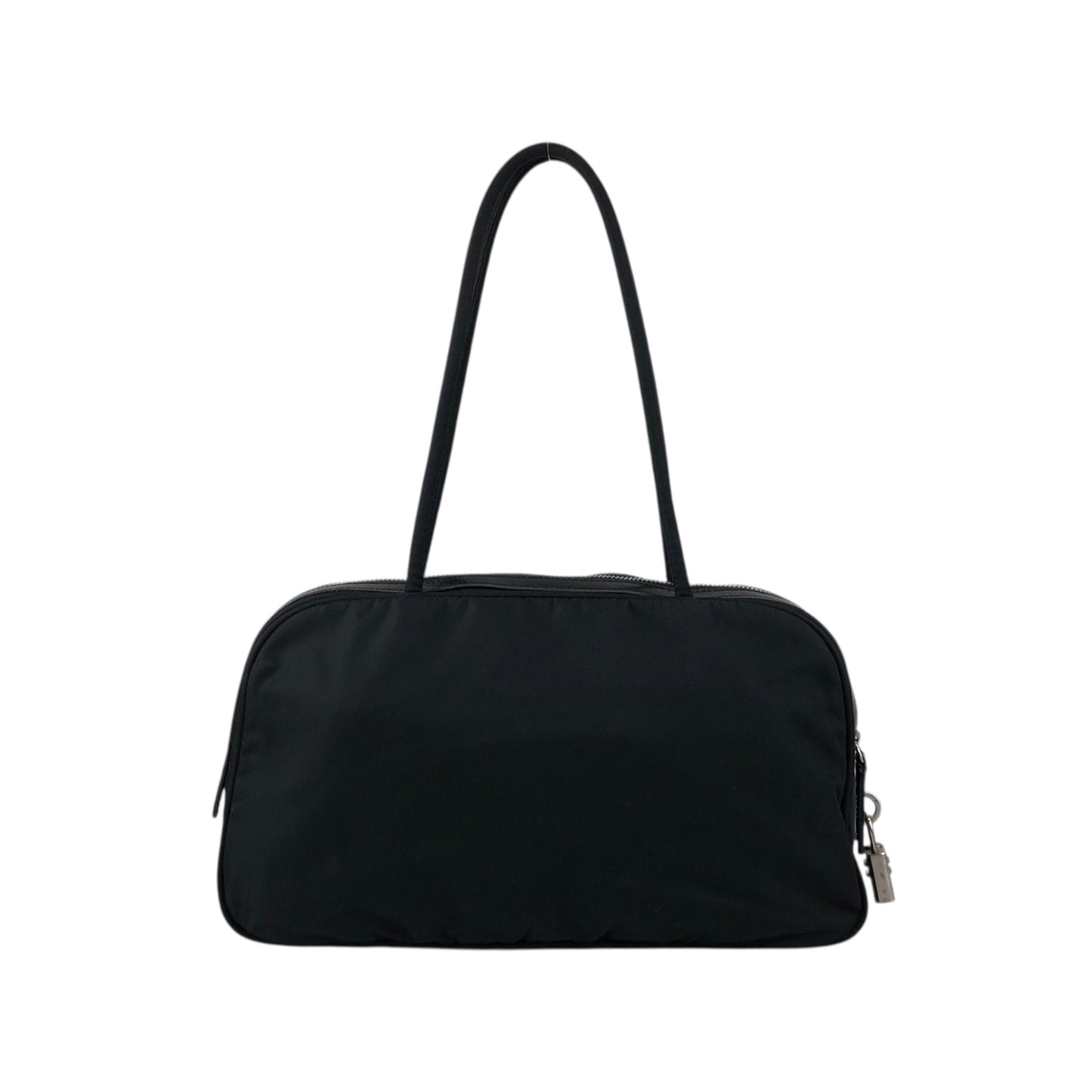 PRADA Tessuto Triangle Logo Front Pocket Small Boston bag Handbag Black Vintage gips8j
