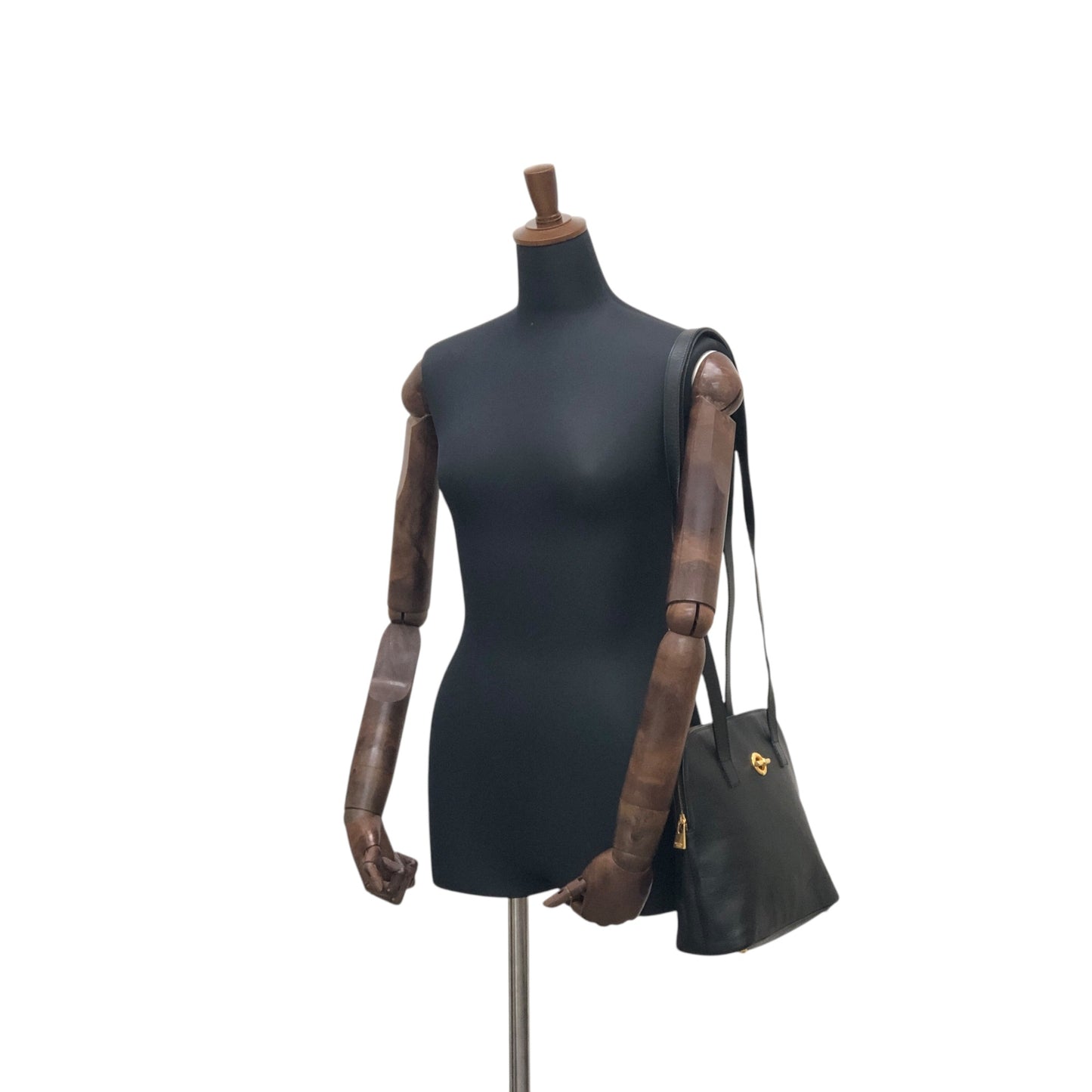 CELINE Toggle Clasp Shoulder bag Totebag Black Vintage hvdkxg