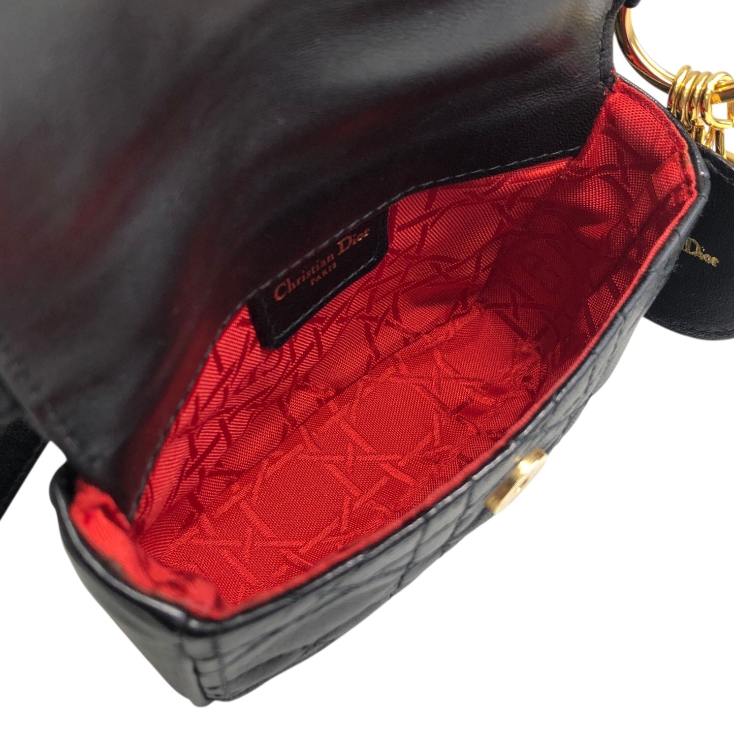 Christian Dior Lady Dior Cannage Small Shoulder bag Black Vintage mppar4