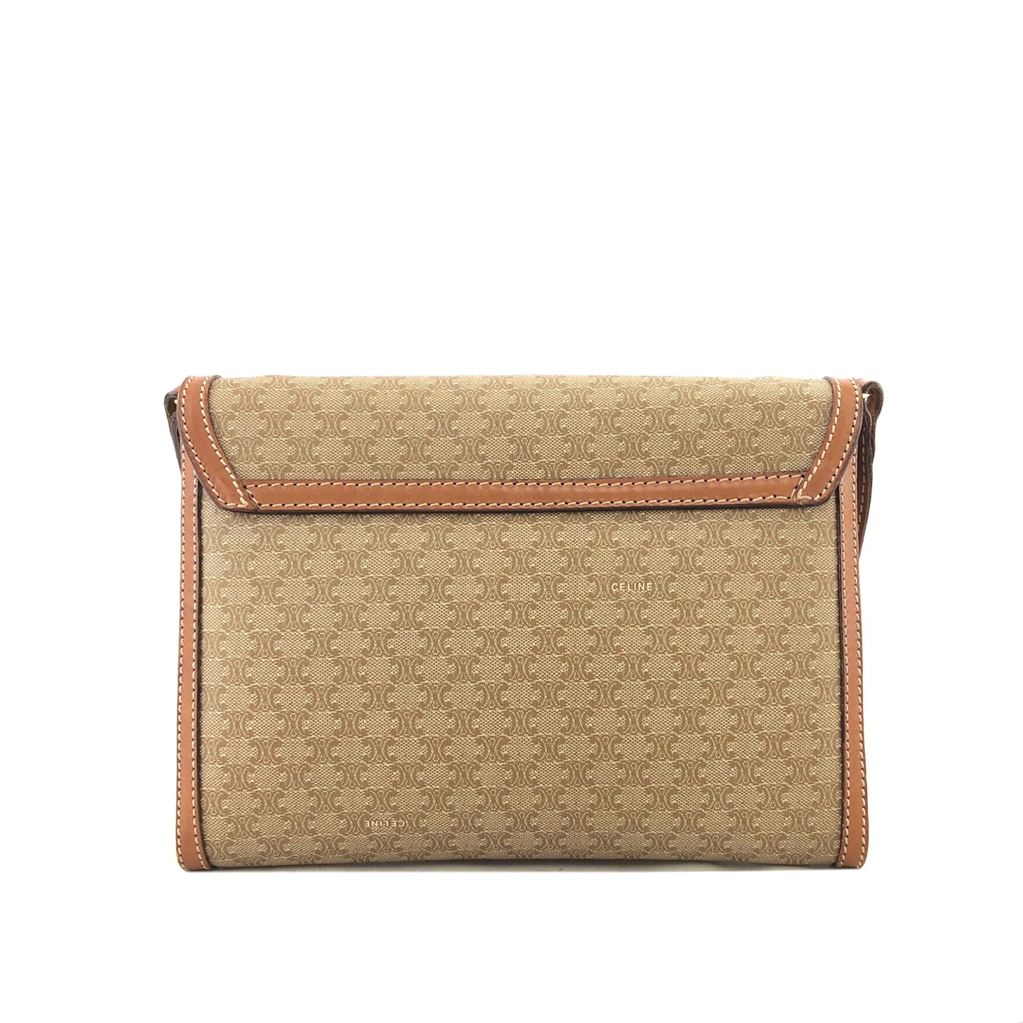 CELINE Macadam Blason Shoulder bag Beige Vintage 45hti2