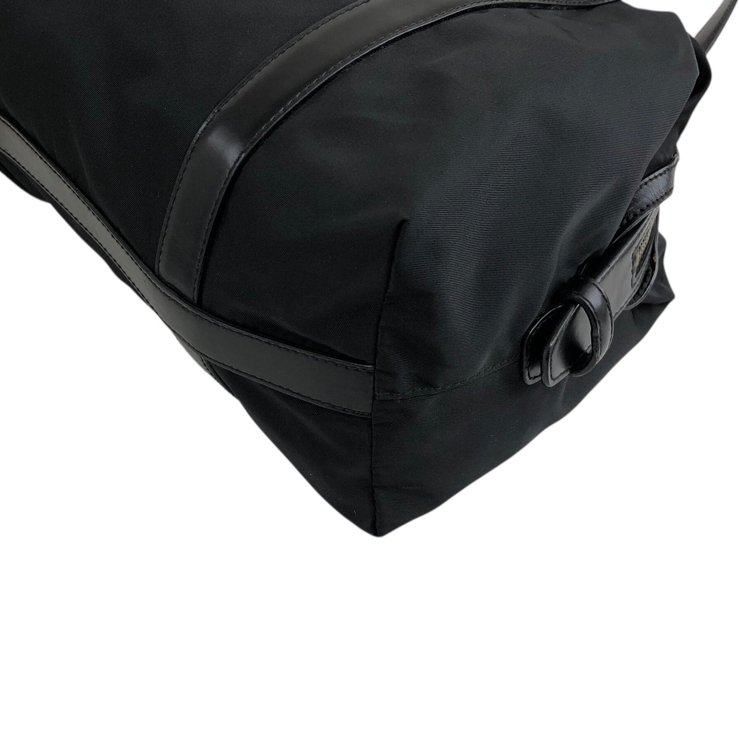 PRADA Tessuto Triangle Logo Small Boston bag Handbag Black Vintage kg2zxs