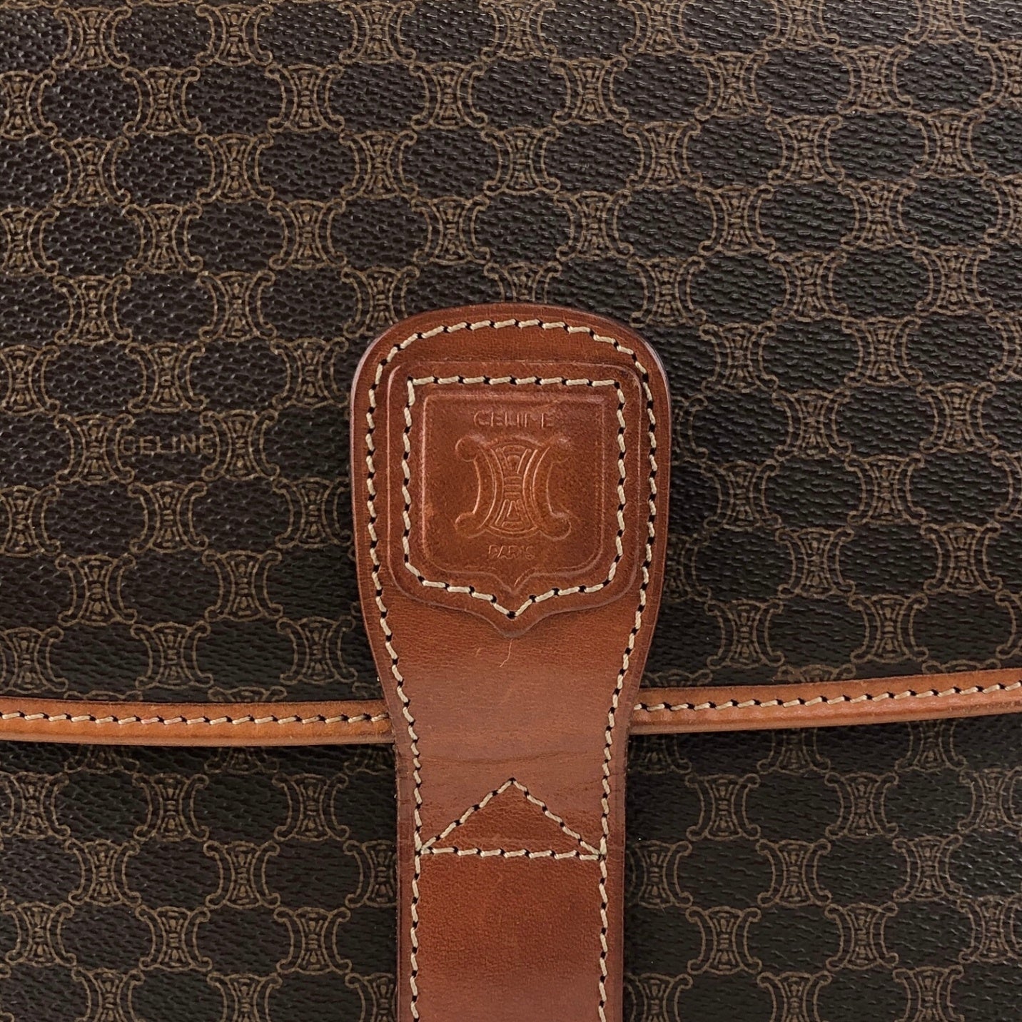 CELINE Macadam Blason Shoulder bag Brown Vintage vim7mw