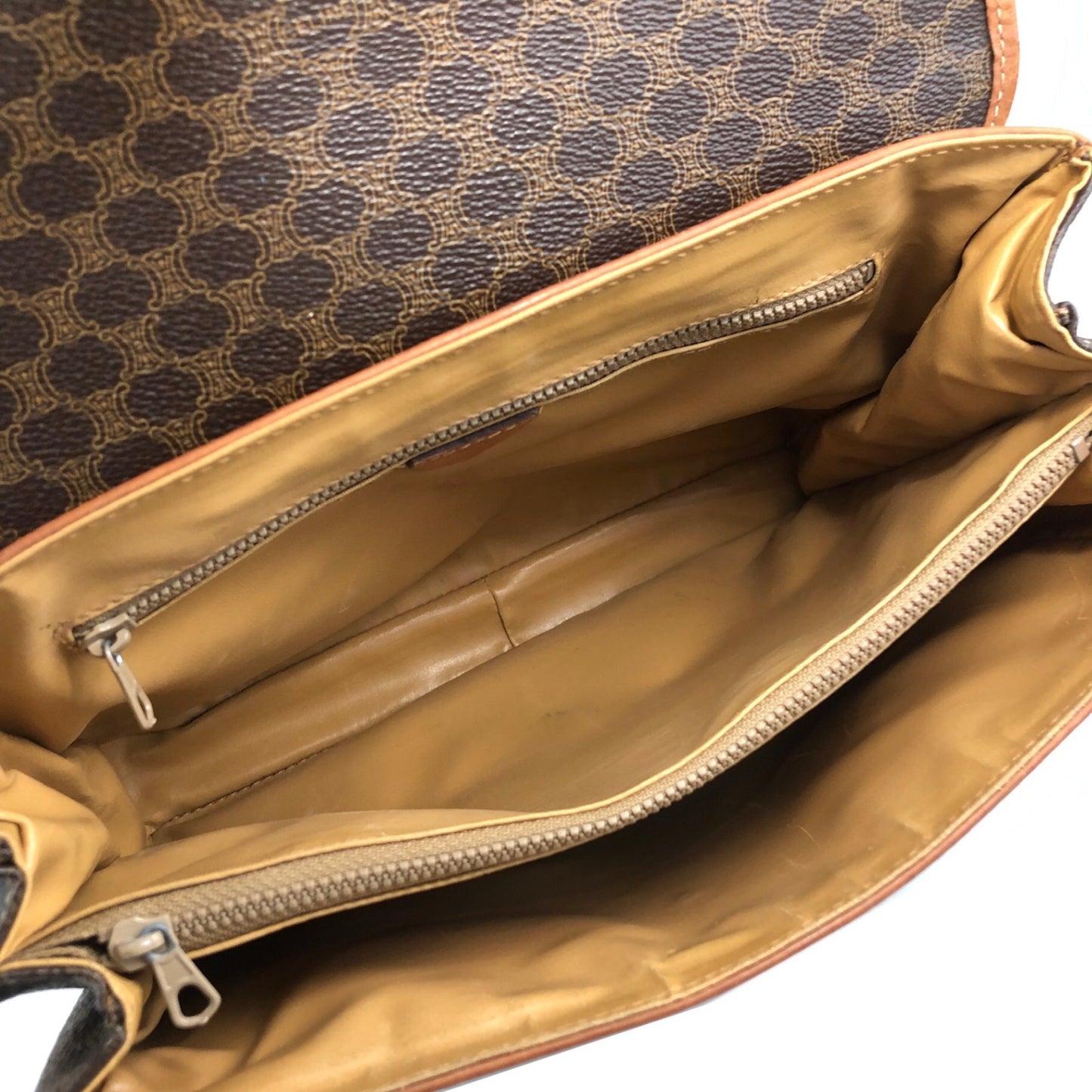 CELINE Macadam Blason Handbag Brown Vintage dty8ce