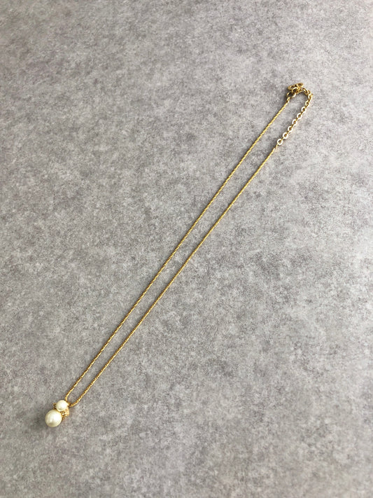 Christian Dior Fake Pearl Necklace Gold Vintage ntupyn