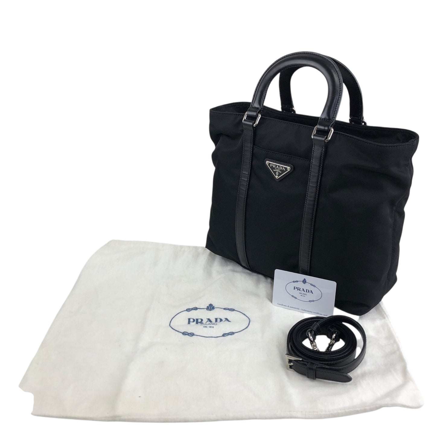 PRADA Tessuto Triangle Logo Two-way Handbag Shoulder bag Black Vintage xd7tr6