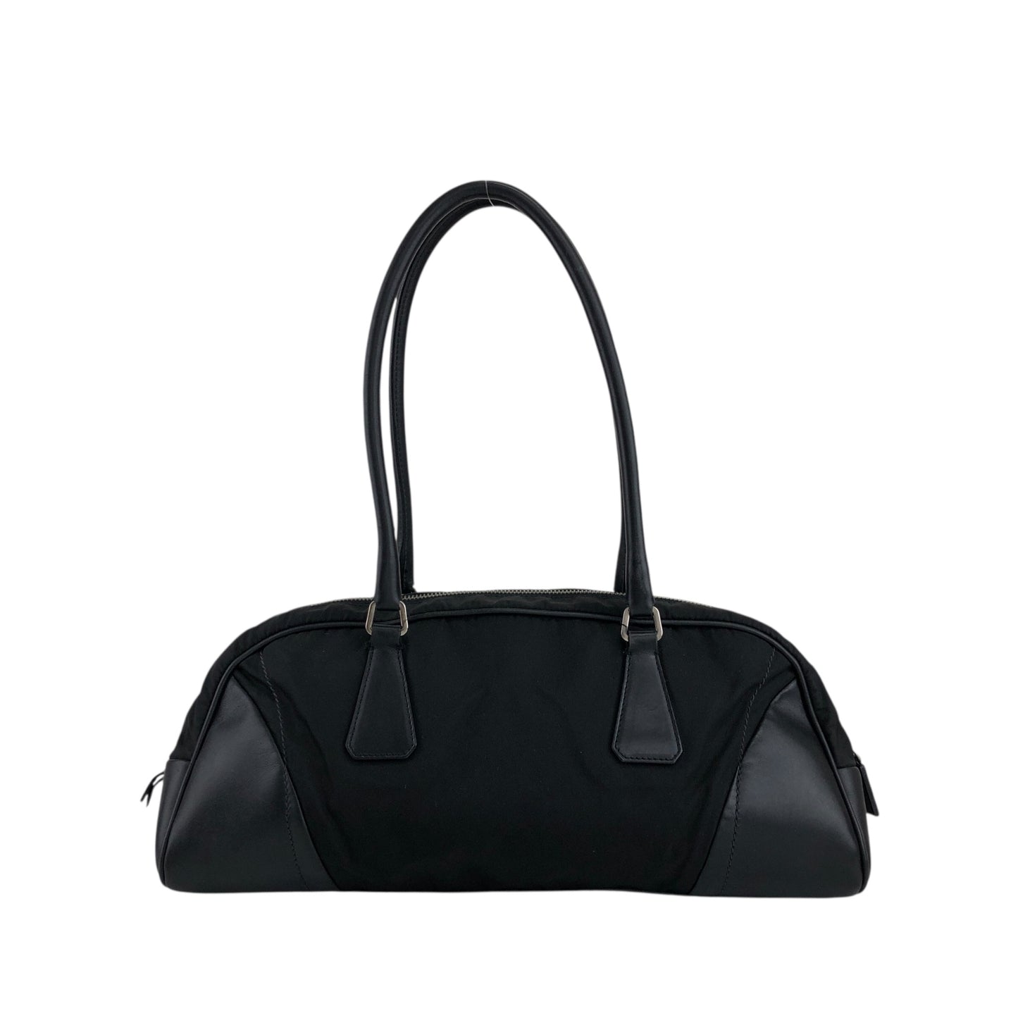 PRADA Triangle Logo Handbag Small Boston bag Black Vintage dhv4zr