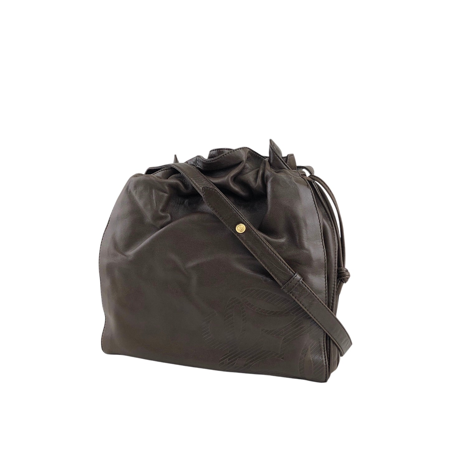 LOEWE Anagram Drawstring Shoulder bag Brown Vintage kki5m4