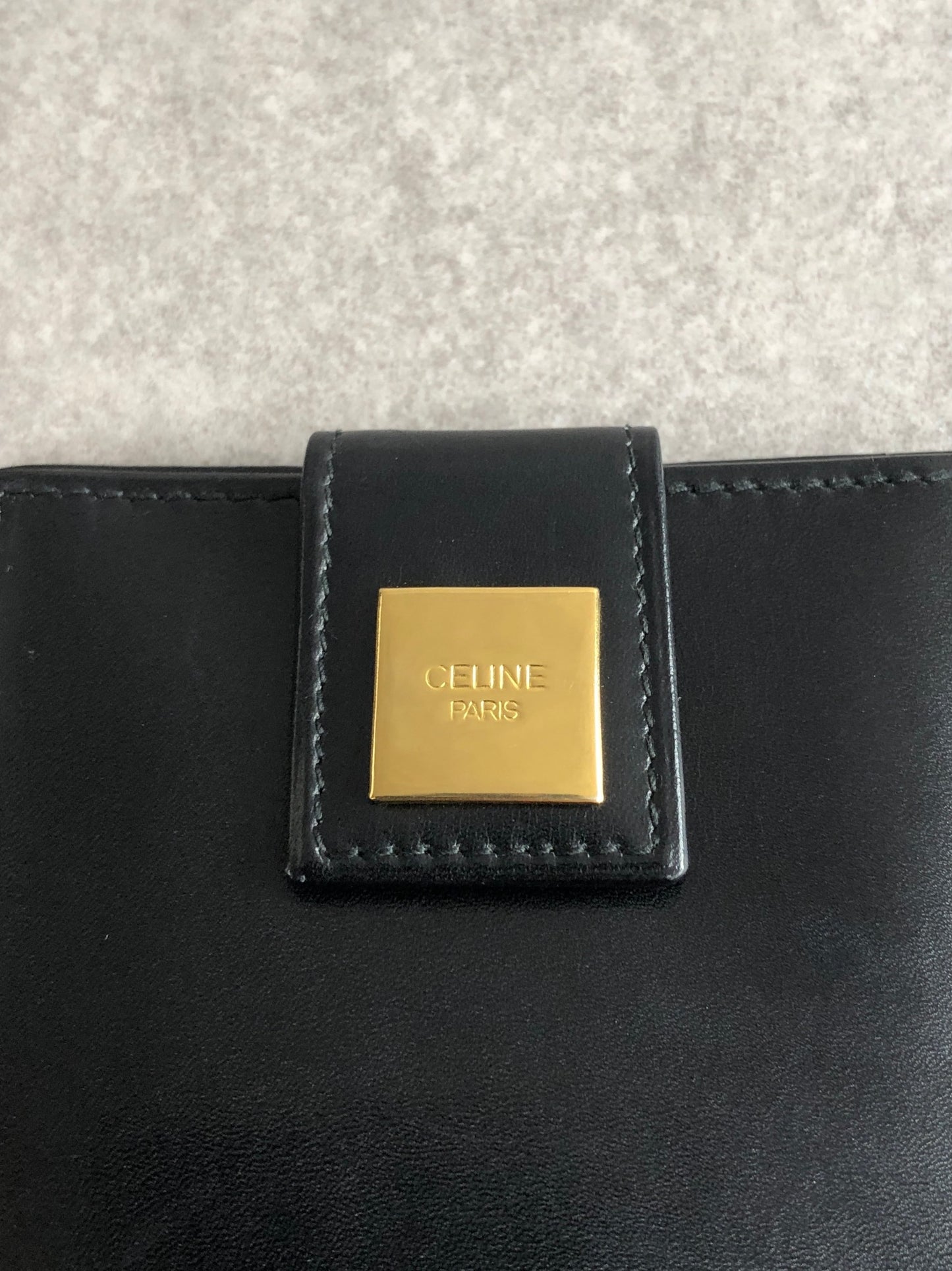 CELINE Logo Folded Wallet Black Vintage 8rd2s8