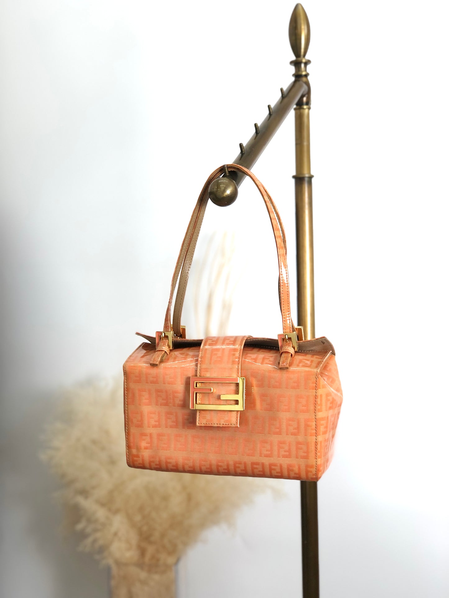 FENDI Zucchino Handbag Orange Vintage snr2vs
