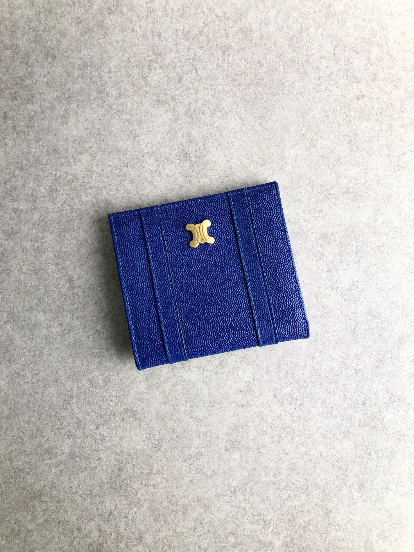 CELINE Blason Folded Wallet Blue Vintage 8k5sbu