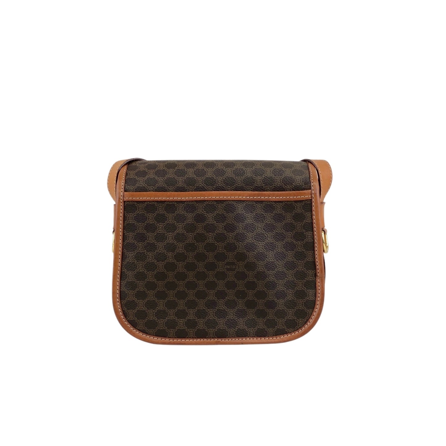 CELINE Macadam Front Buckle Shoulder bag Brown Vintage h4fac7