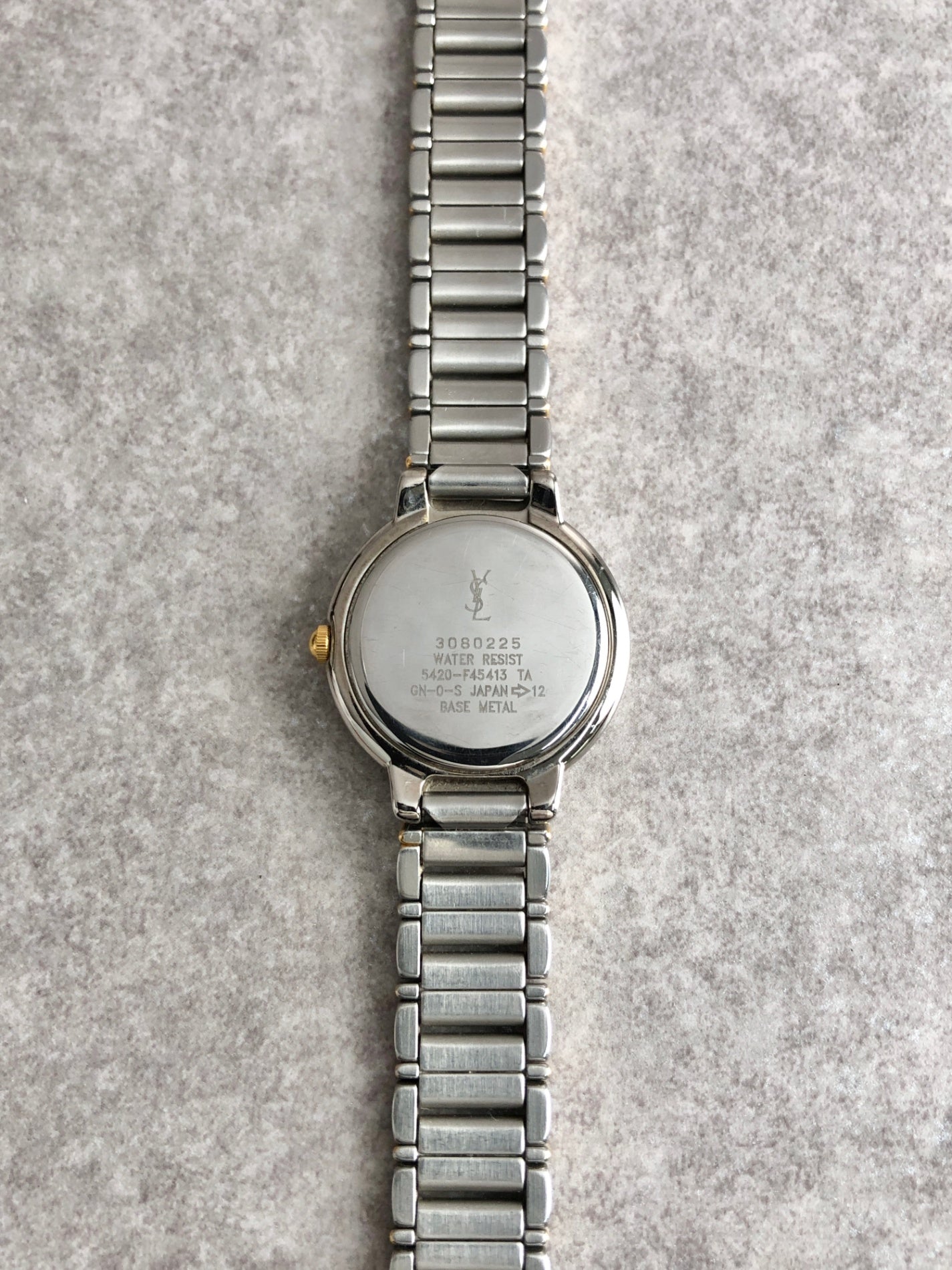Yves Saint Laurent YSL Logo Quartz Watch Silver×Gold 5420-F45413 Vintage m3ywcg